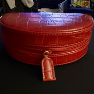 Red Croc-Embossed Oval Case